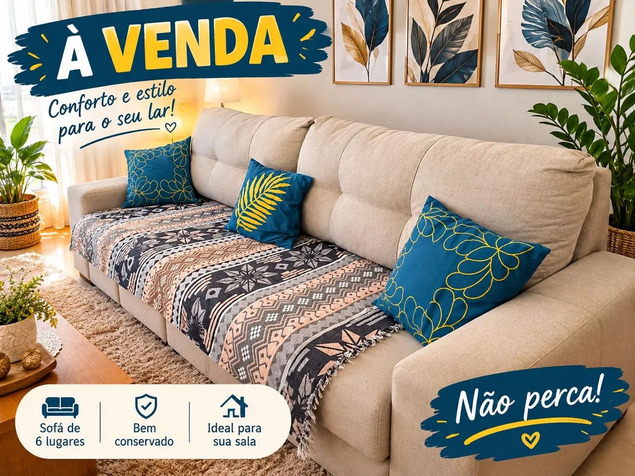 Sofa 6 lugares pouco tempo de uso