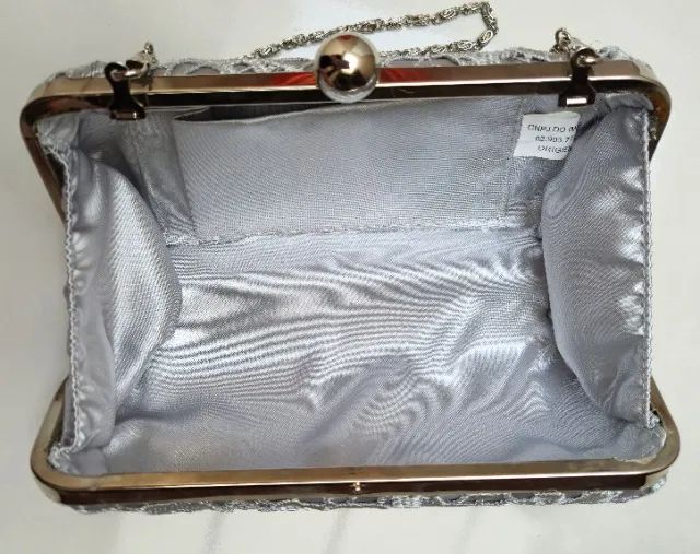 Bolsa para festa prateada com rendas - Foto 4