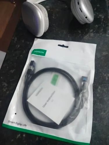 Cabo Ethernet Redondo Cat8 Classf/ftp Com Malha De Nylon 1mt Ugreen - Foto 4