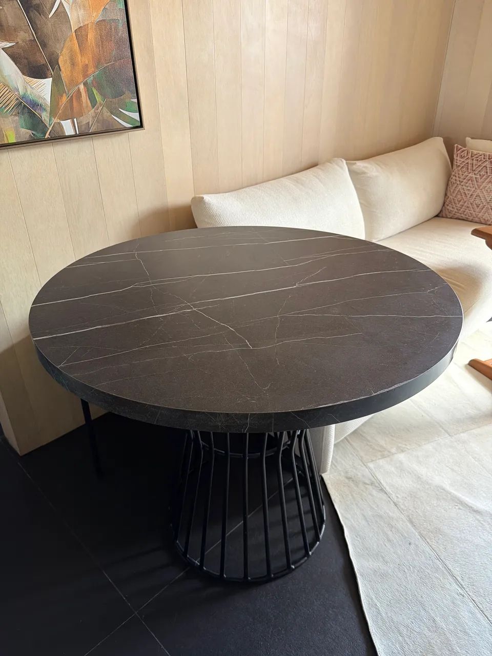 Mesa madeira redonda (Base de ferro)