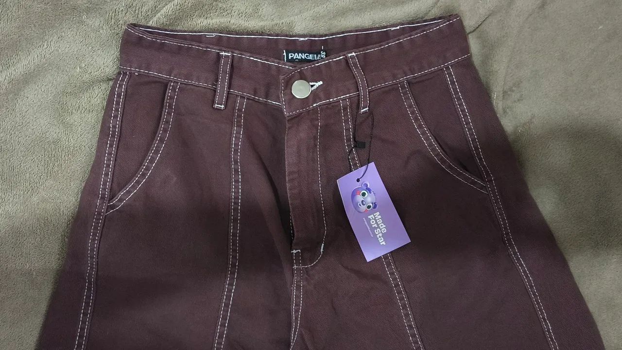 Calça Marrom Teddy da Pangeia - Novo