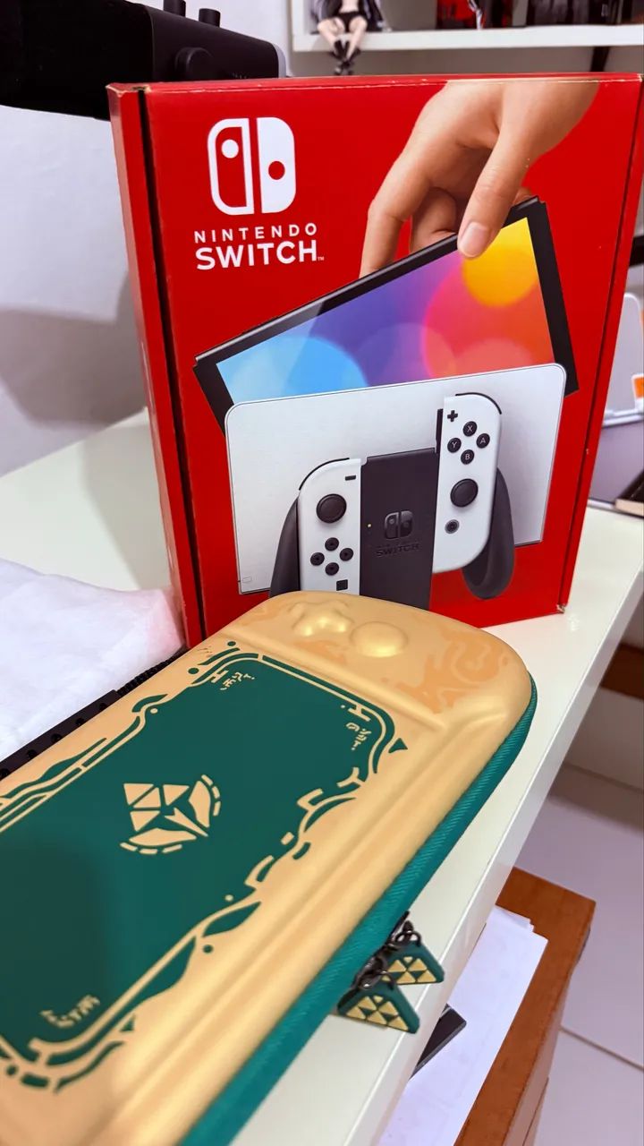 Nintendo Switch OLED + 256GB + Case Zelda ? Completo  - Foto 4