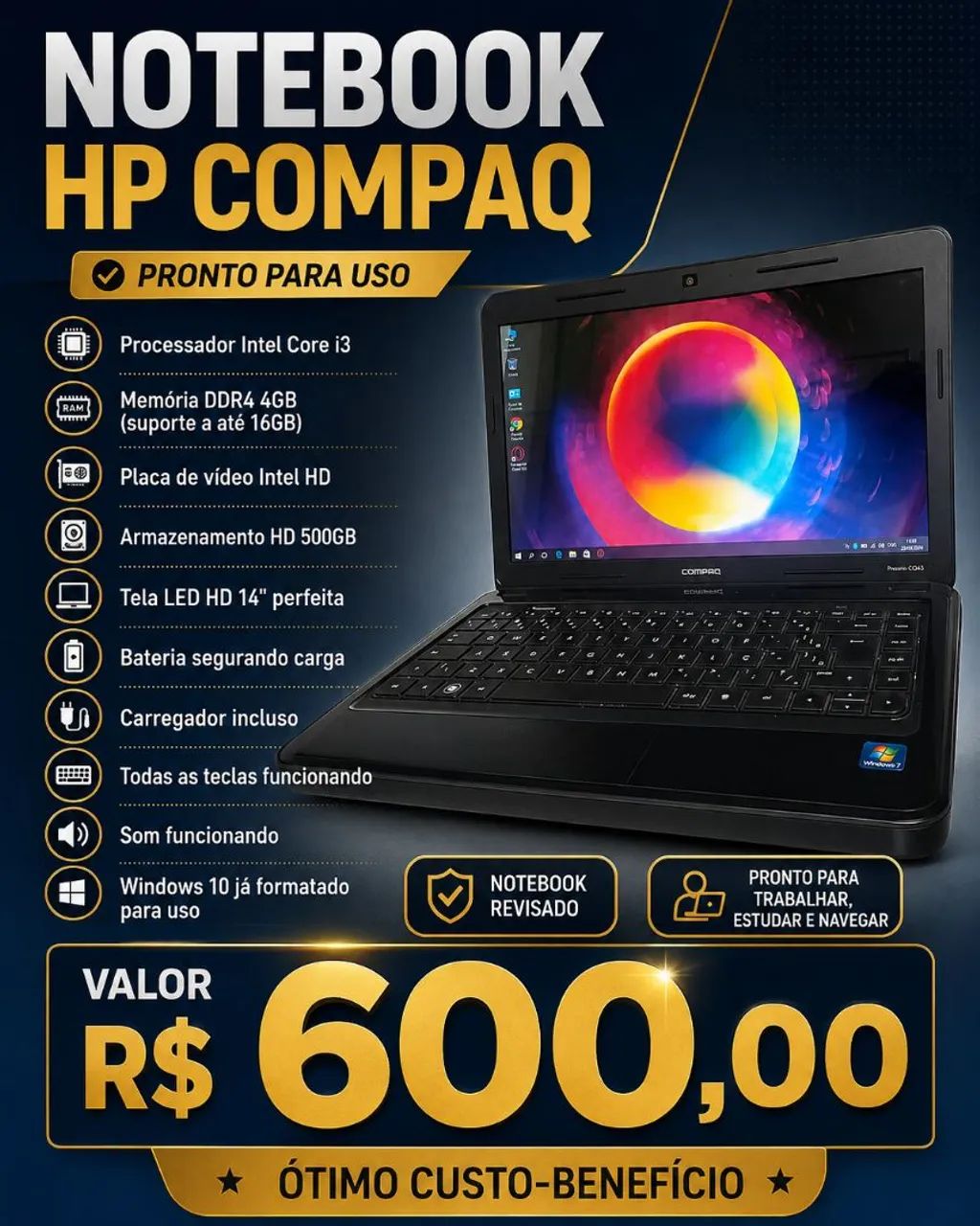 Notebook HP Core i3 windows 10