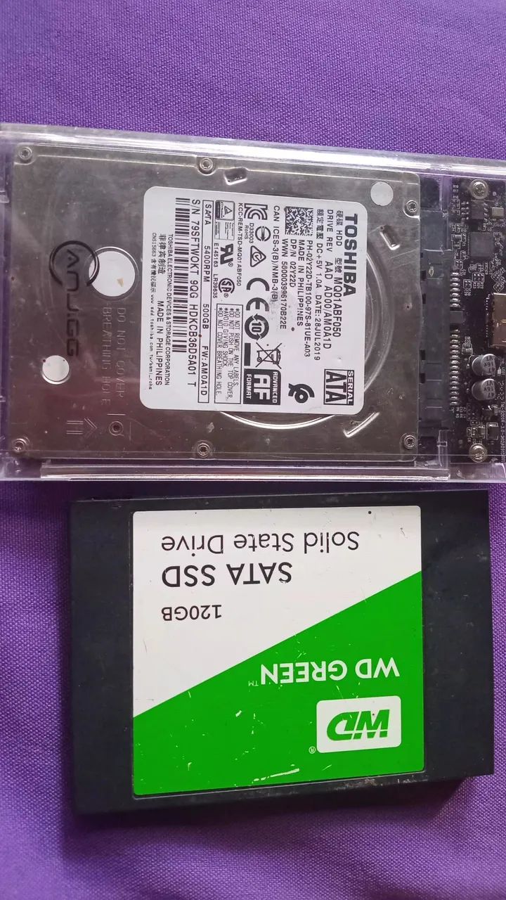 Hd externo 500 gigas e ssd 120 giga