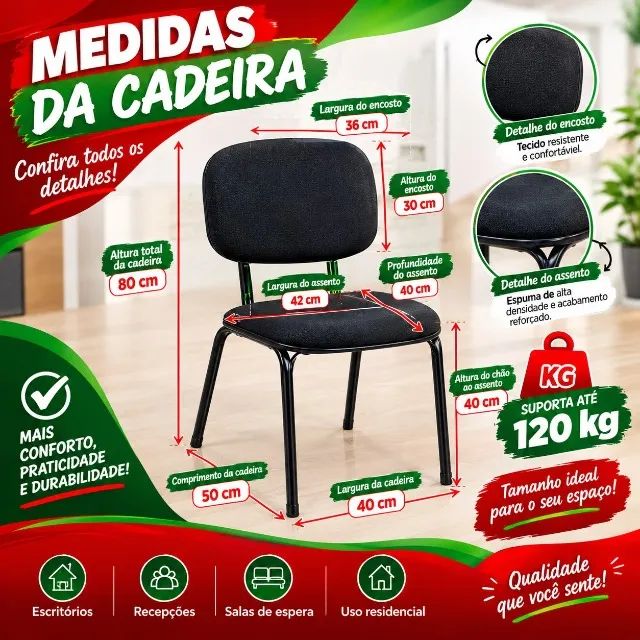 Cadeira fixa para escritório  - Foto 3