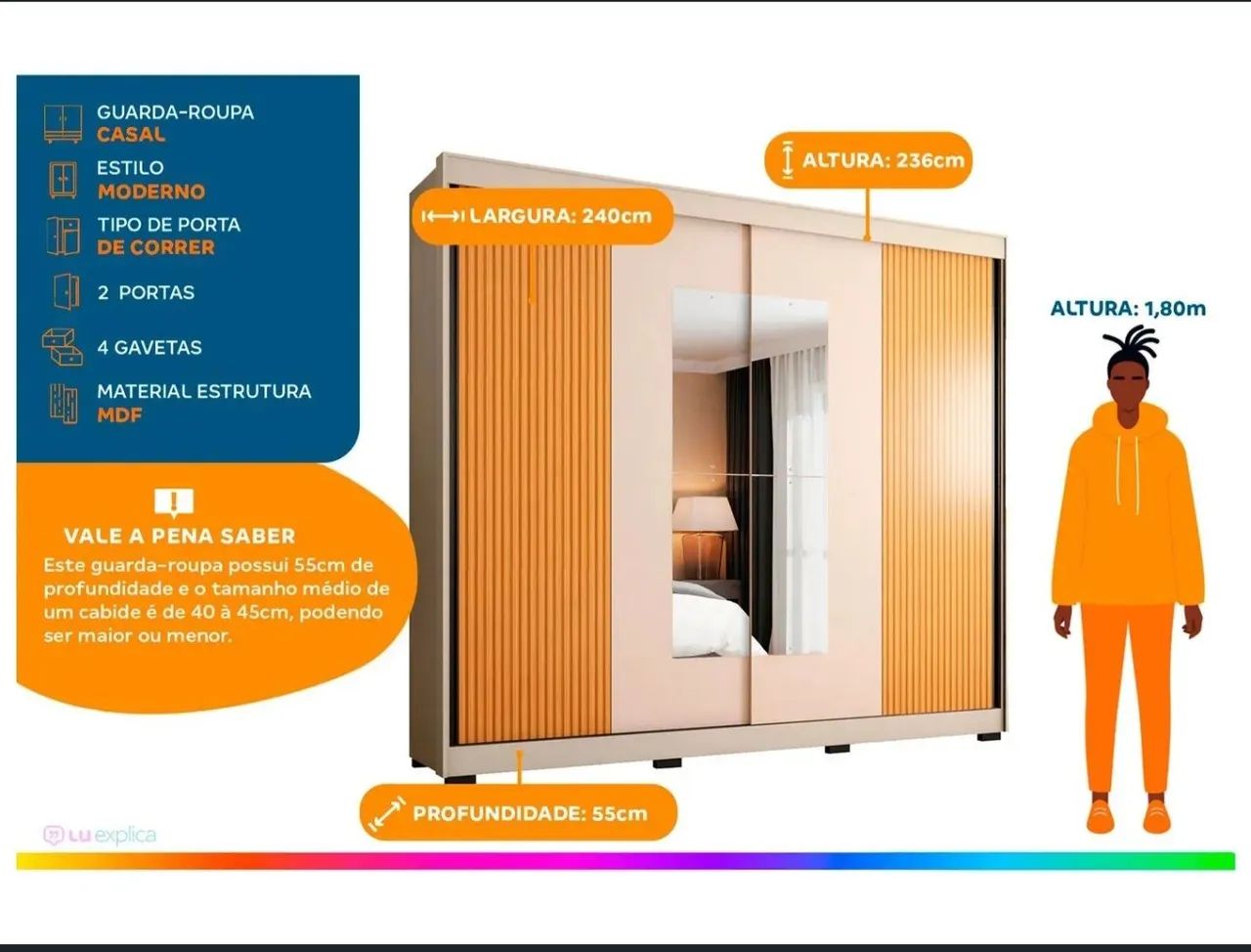 Guarda roupa de casal com porta de correr  - Foto 3