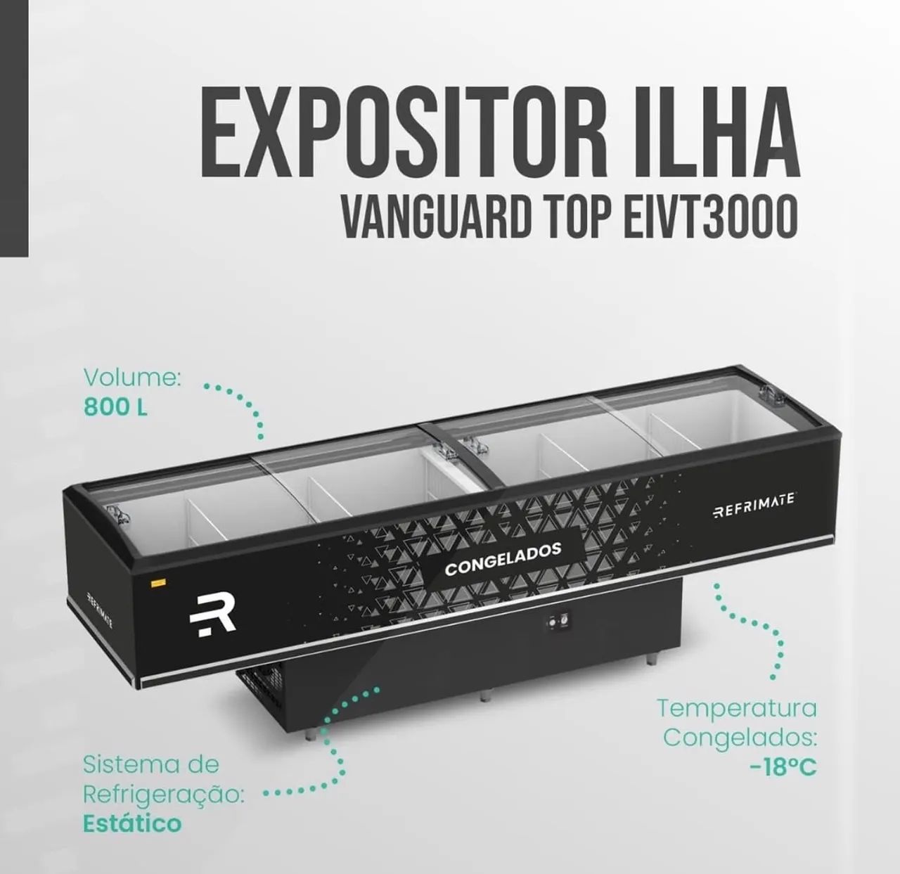 Expositor de congelados 3,00m iluminação led nova 