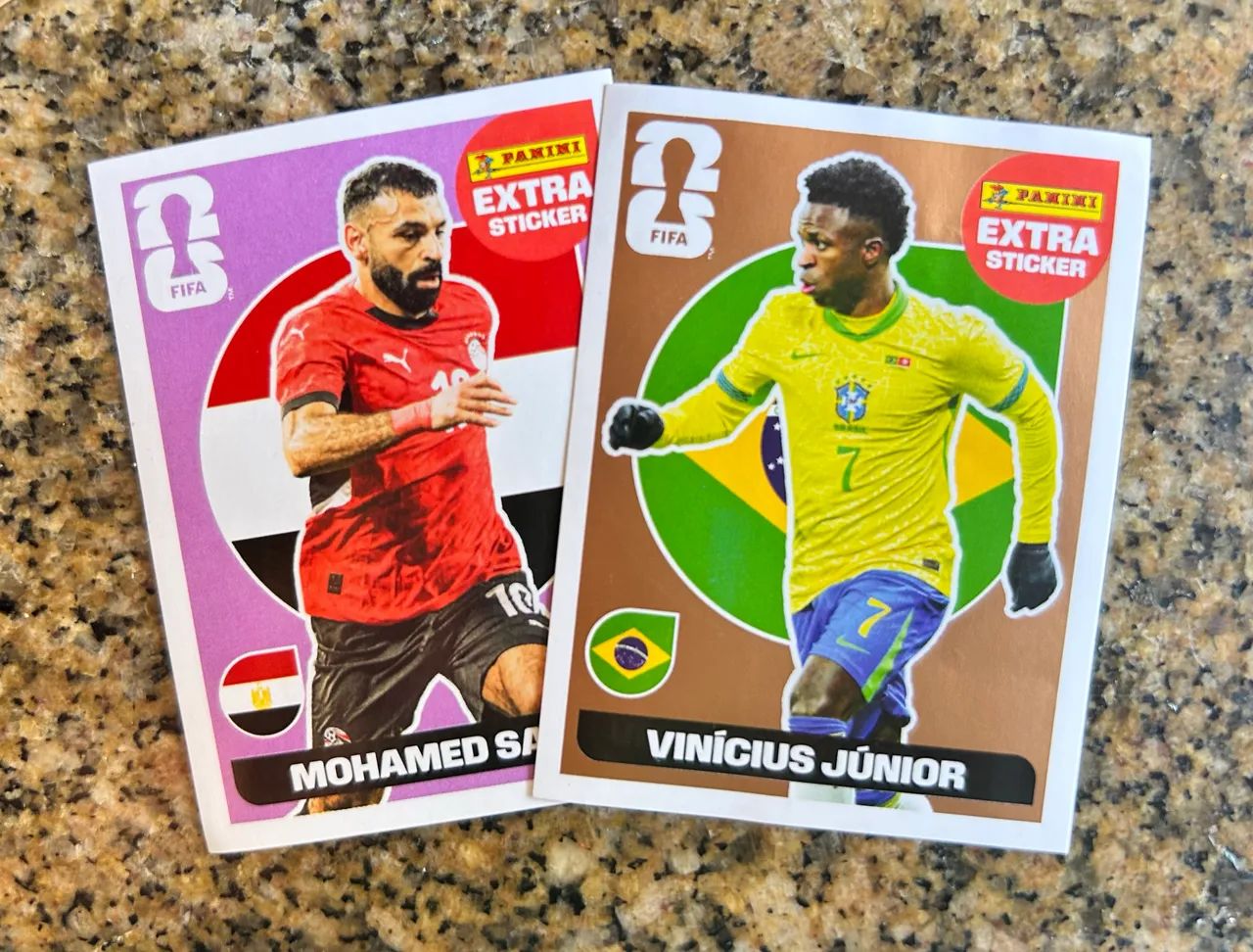 Figurinhas Extra Sticker Panini Copa do Mundo 2026 - Vinícius Júnior e Mohamed Salah