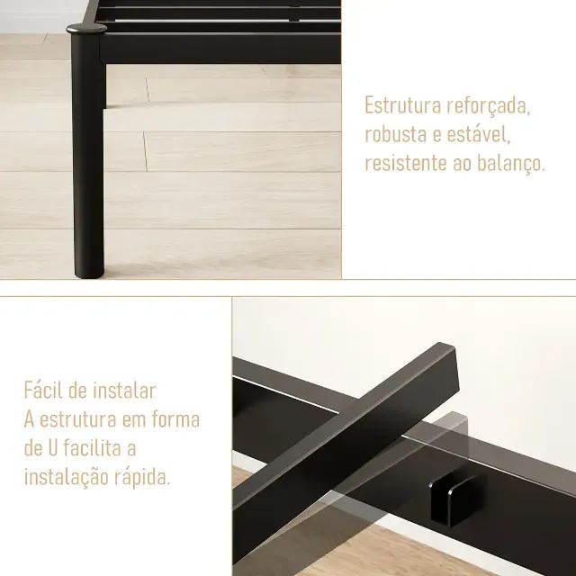 Estrutura De Cama De Metal, Solteiro - Foto 5