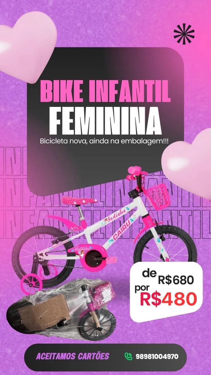 Bicicleta feminina Infantil 