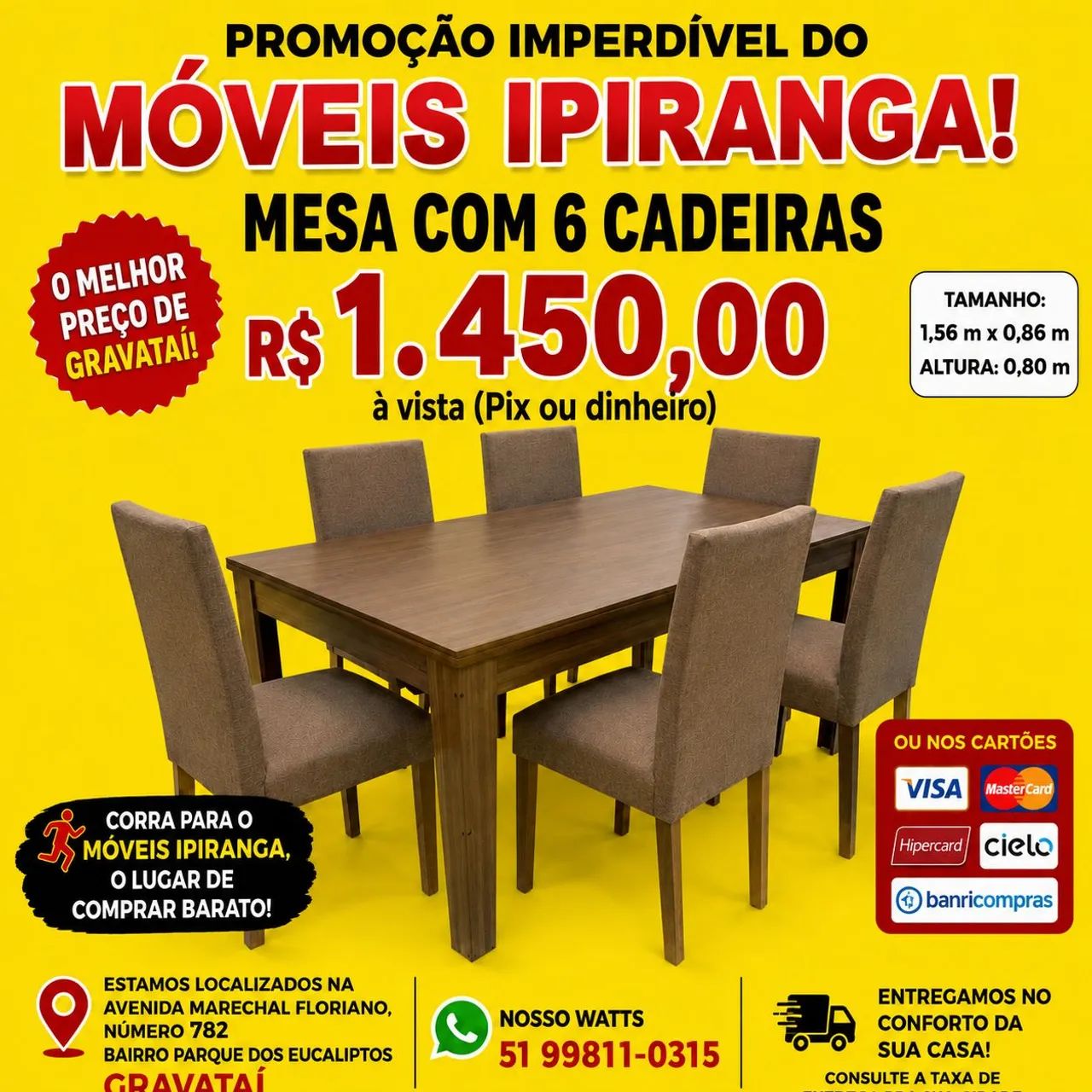Mesa com 6 cadeiras 