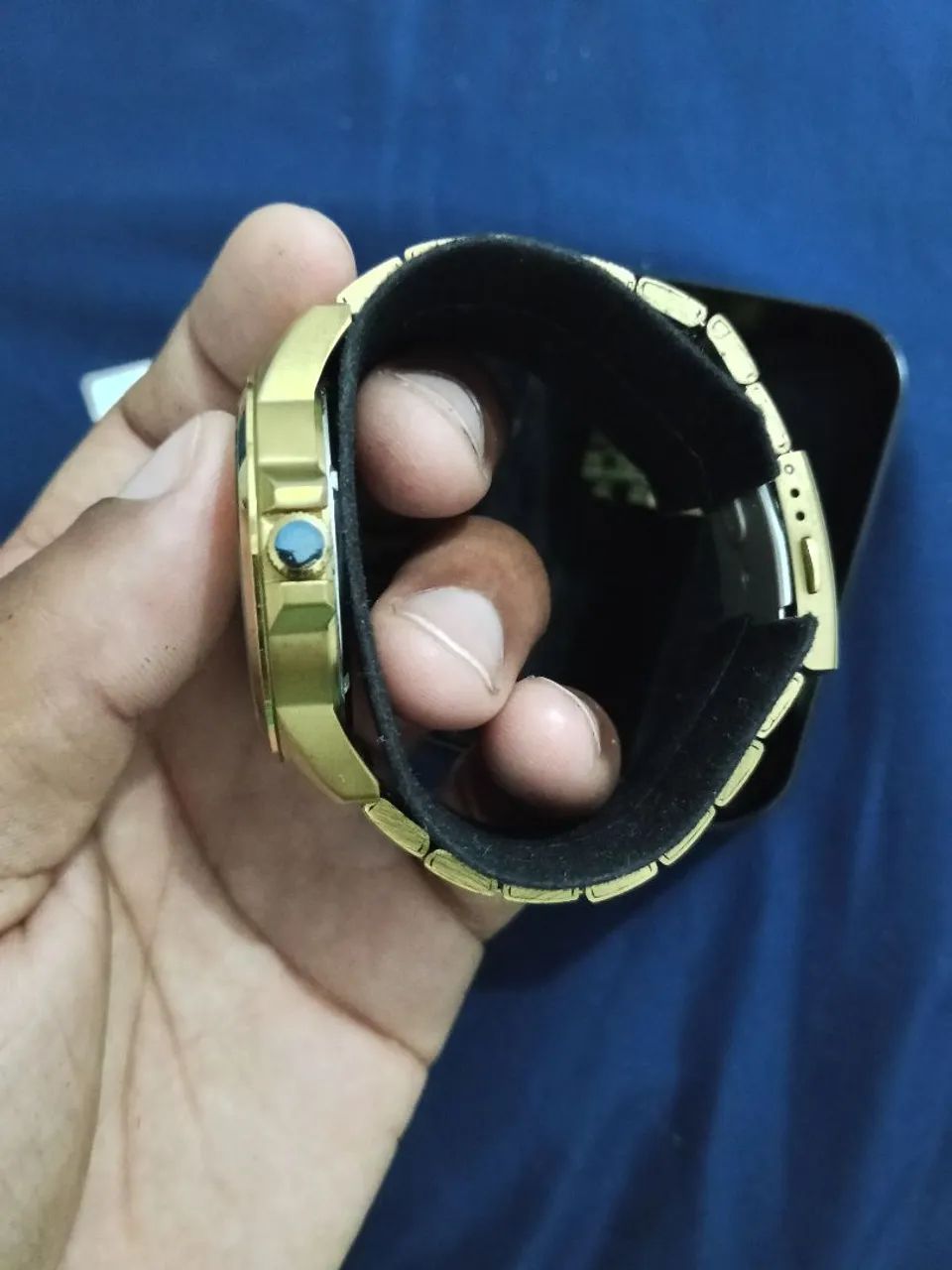 Relógio Seculus masculino dourado  - Foto 3