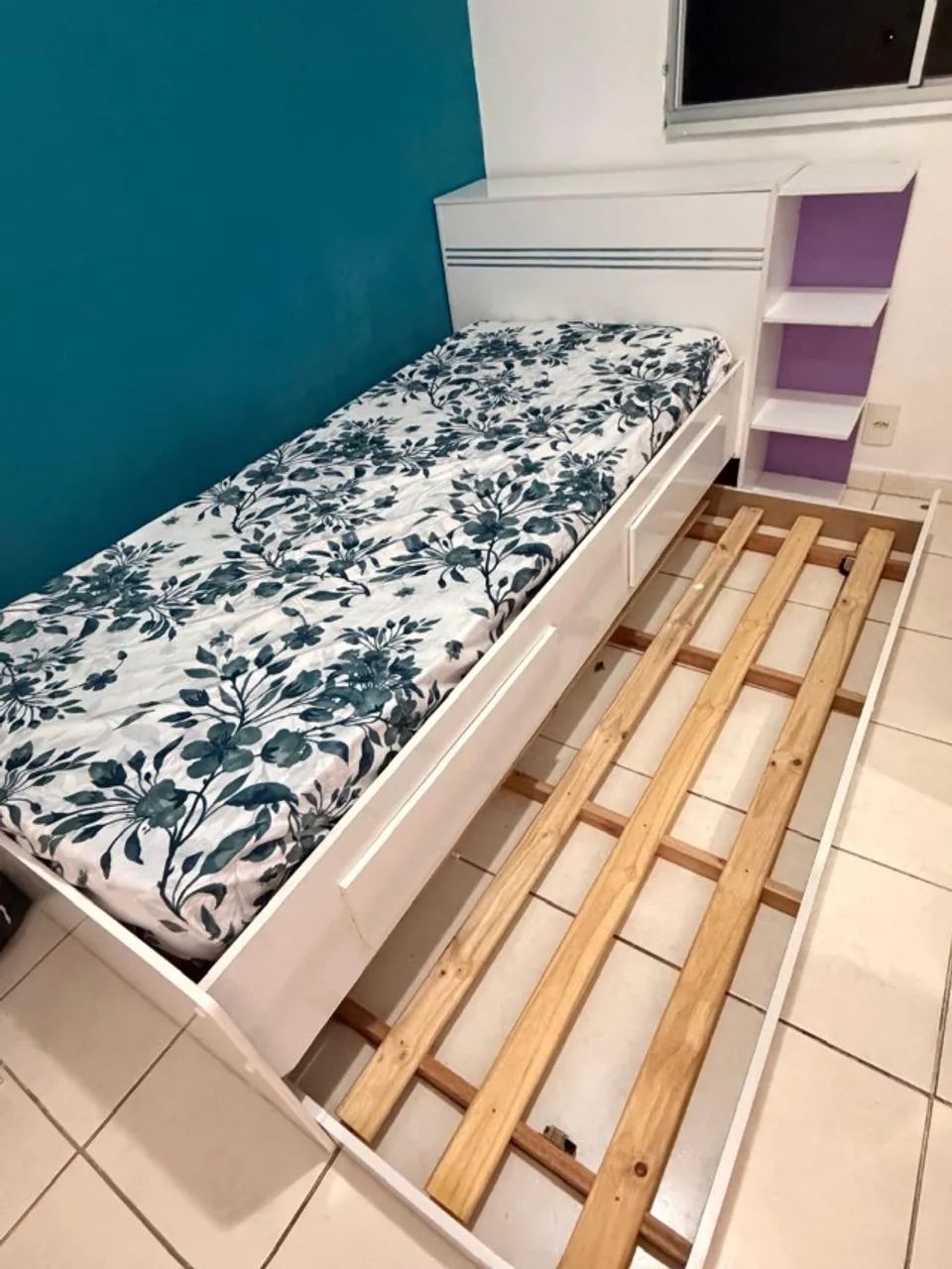 Cama com cama auxíliar - Bicama com baú e duas cavetas + 1 colchão - Foto 2