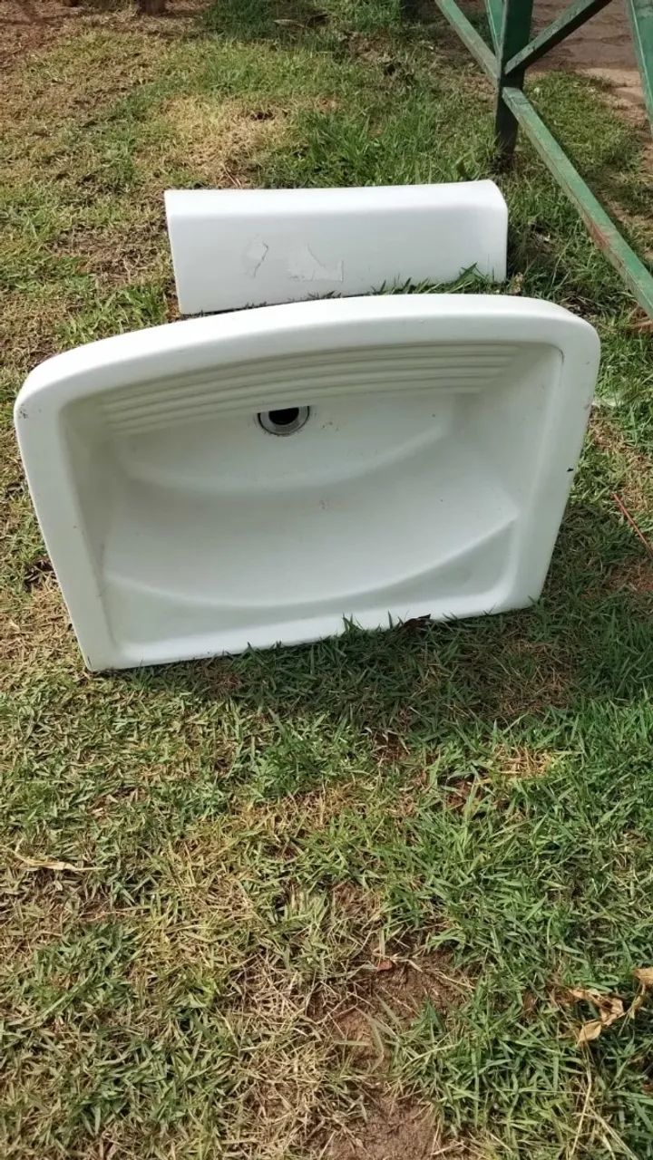 tanque  de louça com coluna branco 