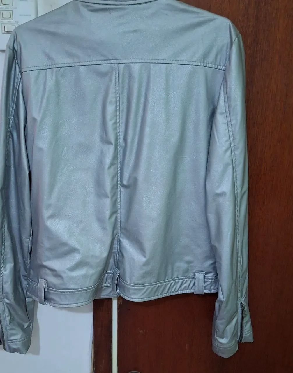 JAQUETA estilo motociclista Prata - Foto 3