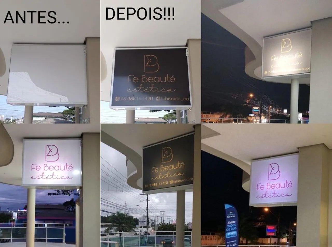 Placa luminosa dupla face para fachada 1,05x81,5cm
