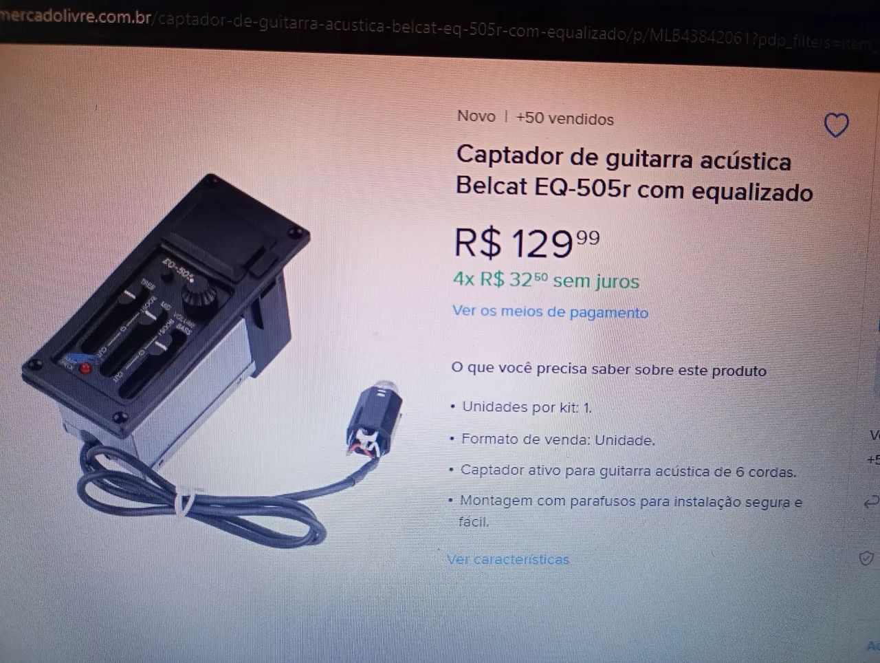 Pré-amplificador Equalizador EQ-505R para Violão  - Foto 3