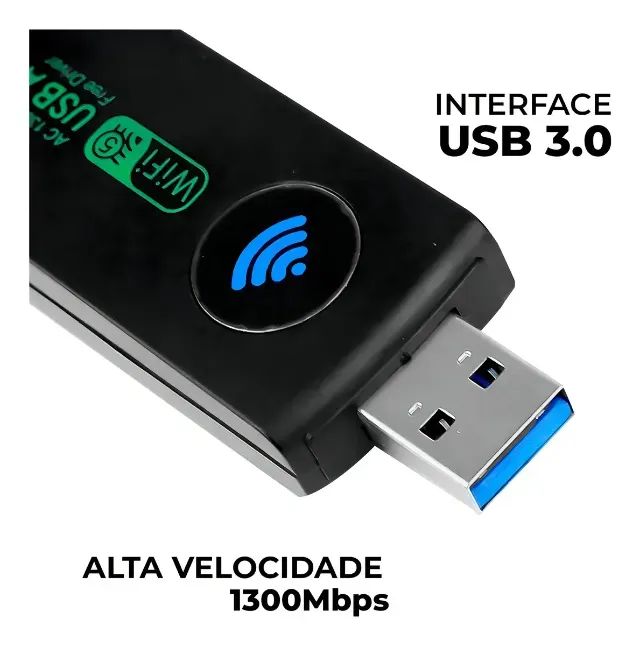 Mini Adaptador Wireless Wi-fi Dual Band 2,4g 5g 1300mbps Usb Knup KP-AW162 - Foto 4