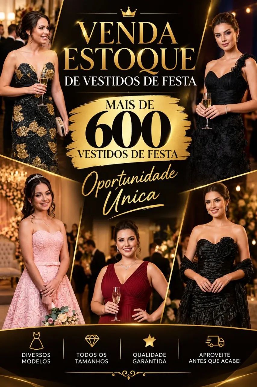 Estoque de vestidos de festa 