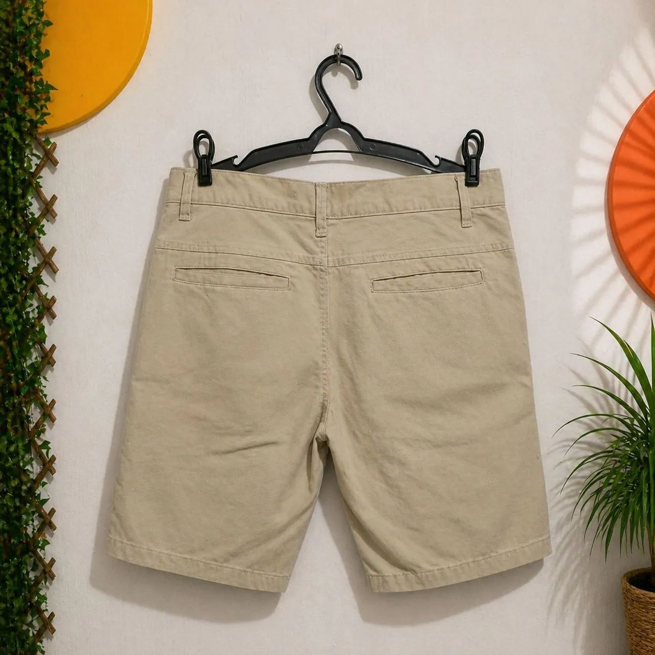 Bermuda Alfaiataria Masculina Bege G - Foto 2