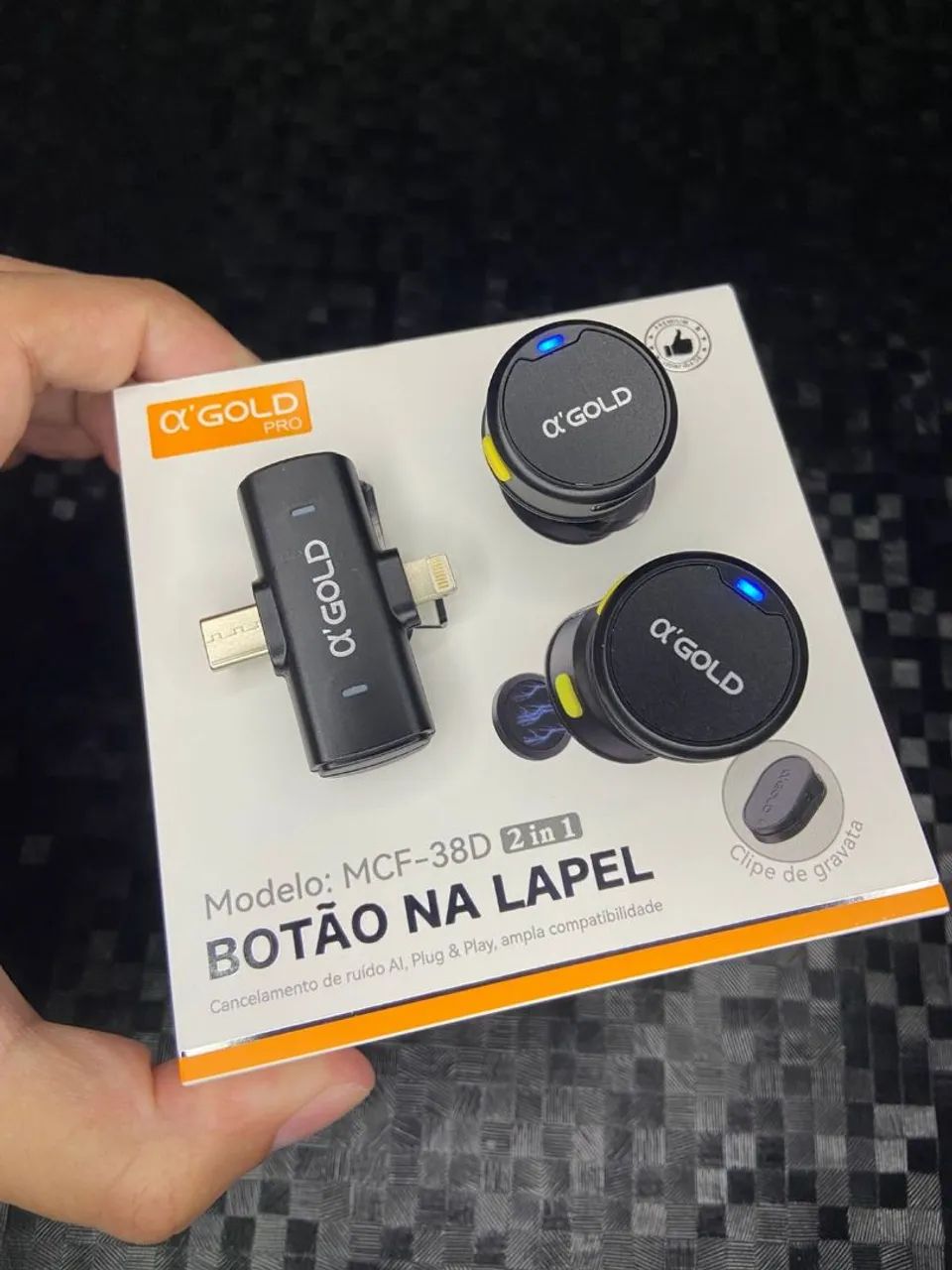 Microfone de lapela sem fio - tipo C e Lightning- chama  - Foto 3