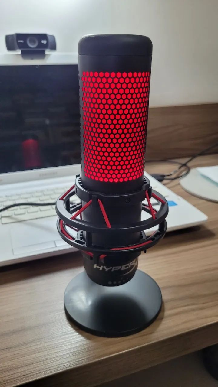Microfone USB Hyper X QuadCast Antivibração LED Red HX-MICQC-BK - Foto 5