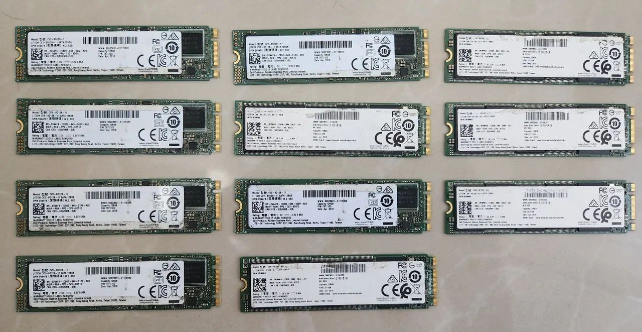 Lote 11 SSDs NVMe M2 128GB