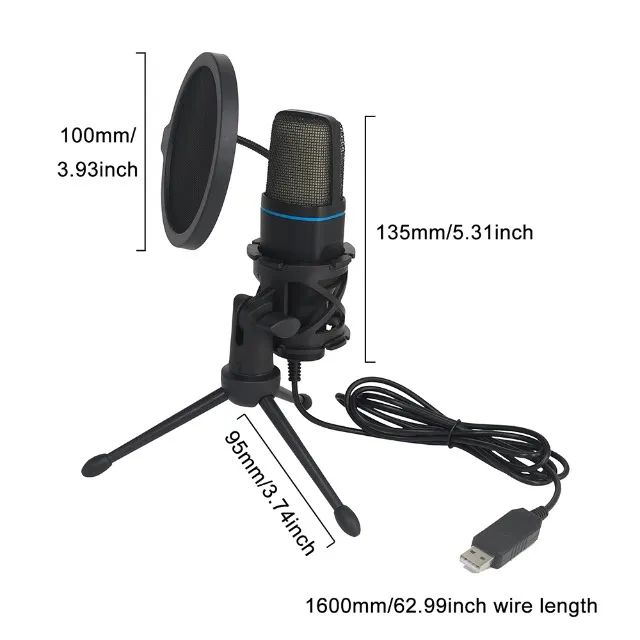 Microfone Studio profissional estilo PODCAST USB RGB Condensador Plug & Play - Foto 3