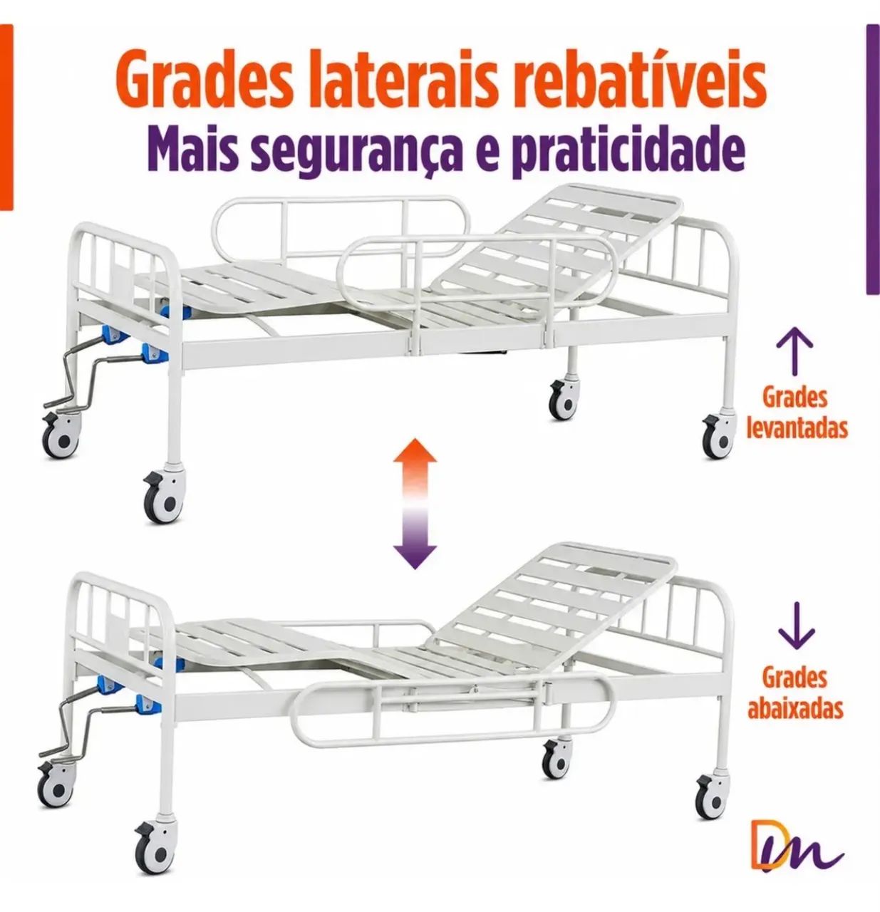 Cama hospitalar 2 manivelas  - Foto 4