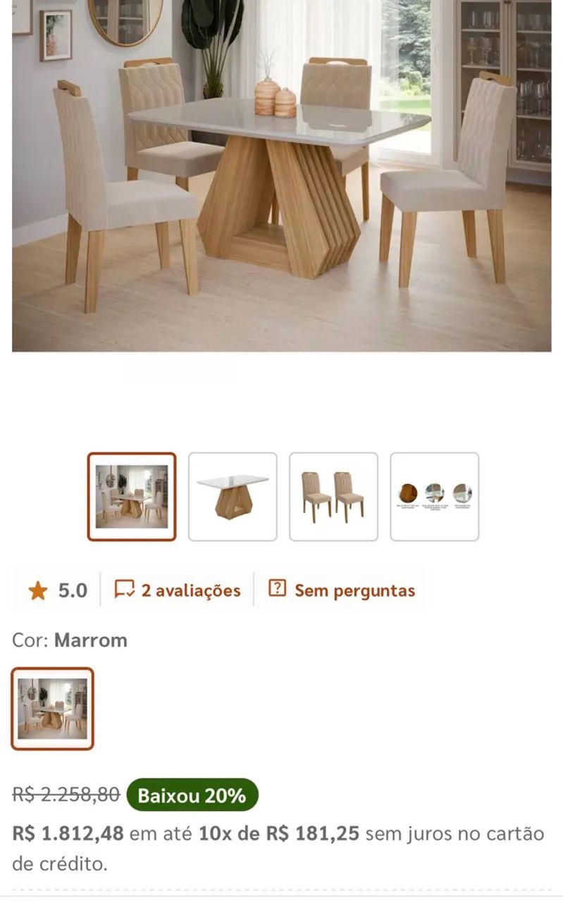 Mesa de jantar com 4 cadeiras  - Foto 5