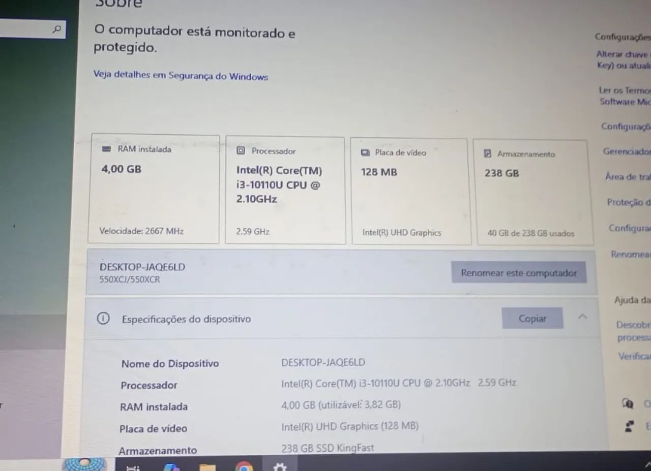Notebook samsung core i3 décima geração + ssd 256 gb "900,00" - Foto 3