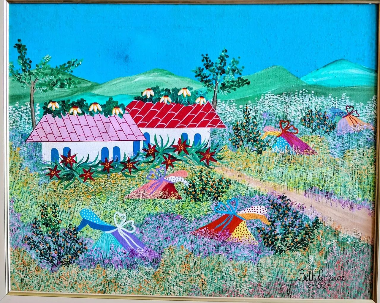 Quadro óleo sobre tela NAIF de Beth Queiroz  - Foto 2