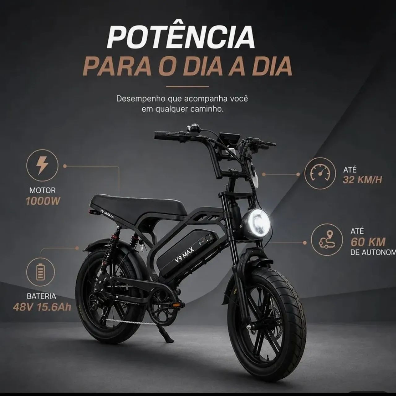 BICICLETA ELÉTRICA V9 MAX com Nota fiscal  - Foto 3