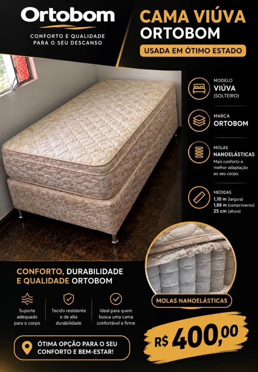 Box + Colchão Ortobom Viuva