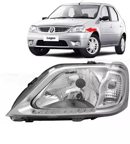 Farol Cromado Renault Logan 2007 2008 2009 2010 Esquerdo