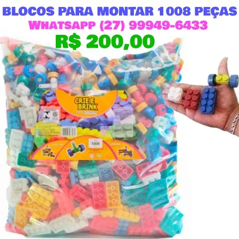 Brinquedo Infantil Blocos De Montar 180 Lego Grande + Bolsa