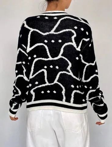 Tricot Qutie Padrão Allover Suéter - Queima de Estoque - Foto 2