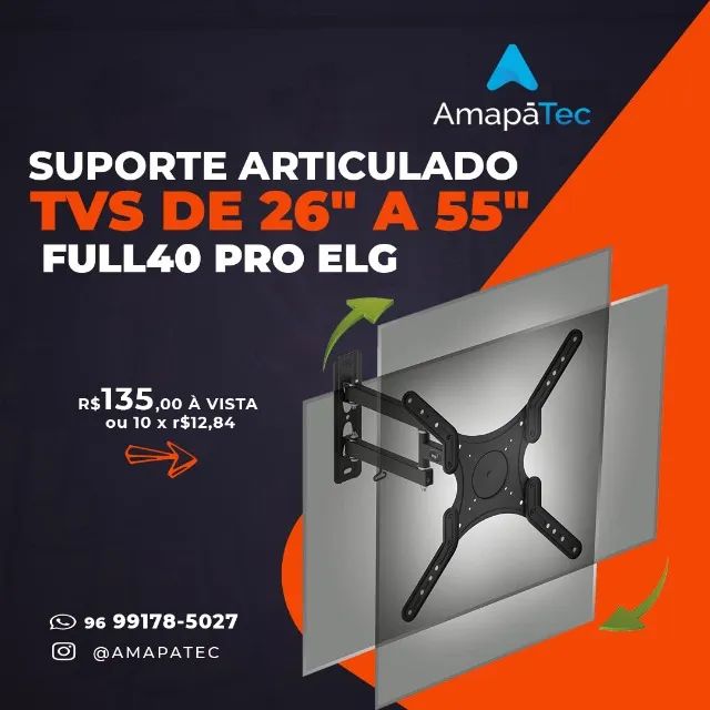 Suporte para TV bi-articulado 26" a 65" ELG, FULL40_PRO