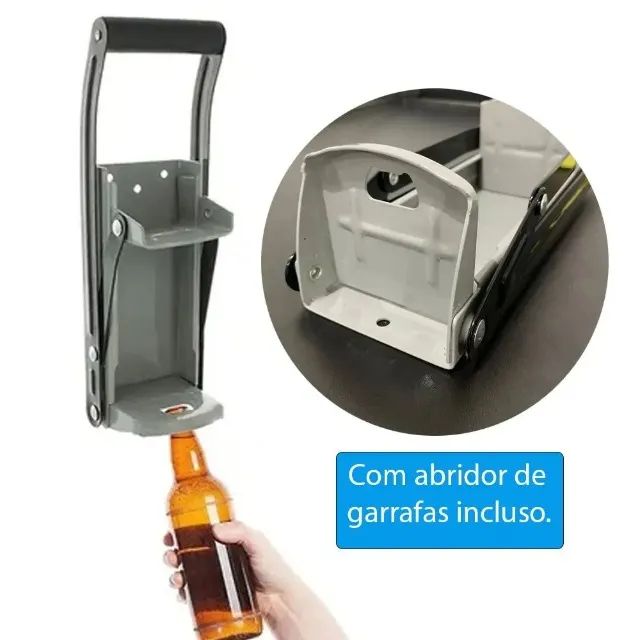 Amassador De Latinha Latão Cerveja Com Abridor 475ml - Foto 3