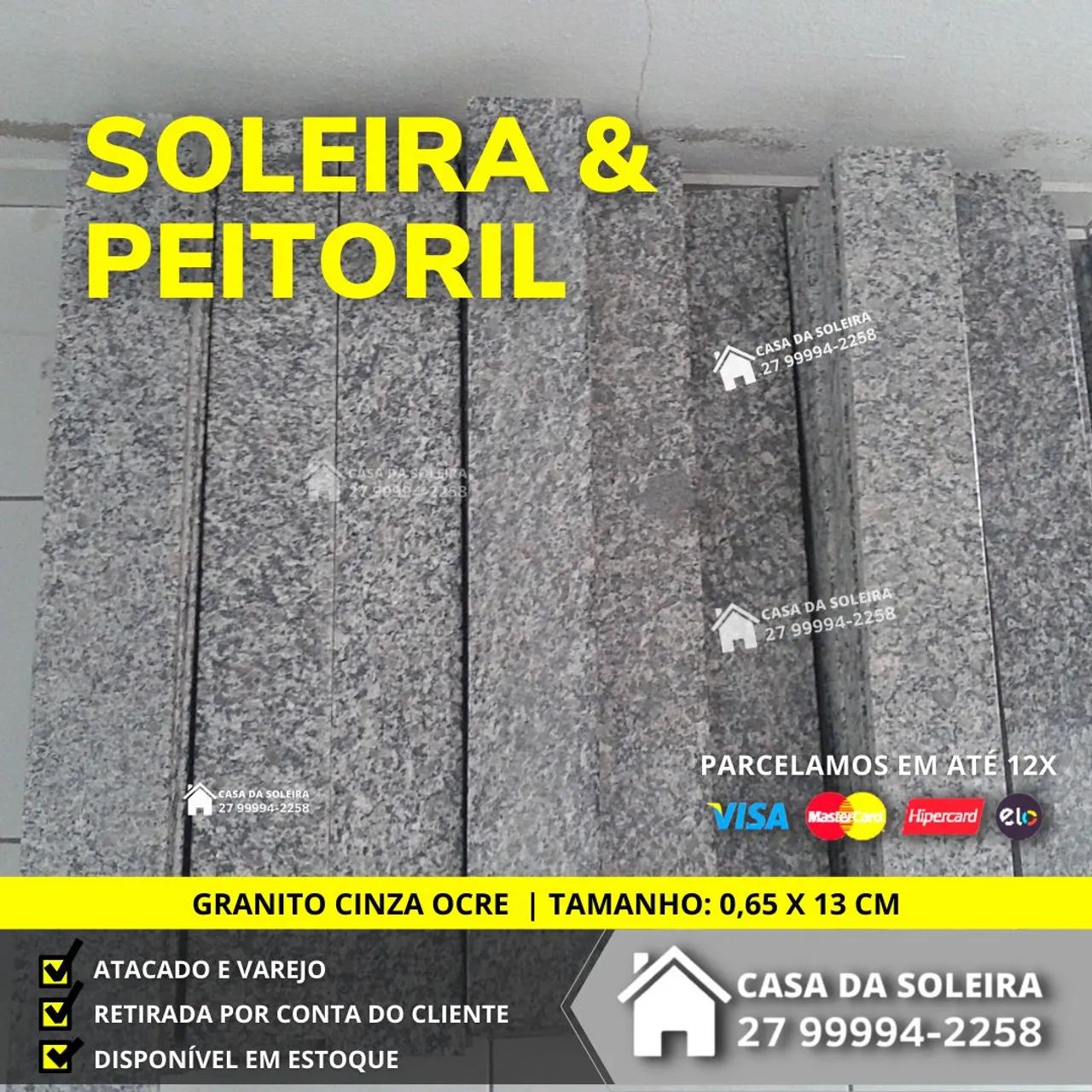 SOLEIRA GRANITO CINZA OCRE 0,65 X 13 CM | *