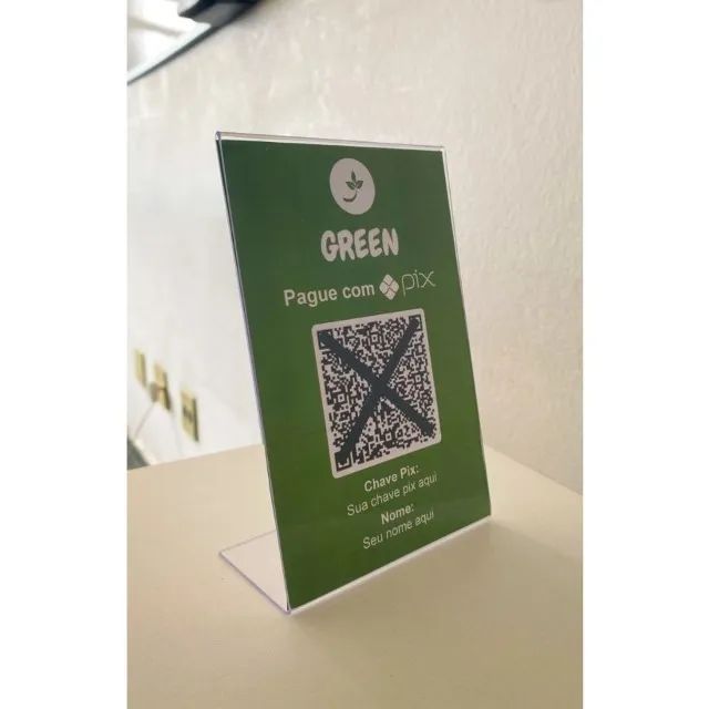 Placa de Pix Acrílico Pagamento QR Code Display Balcão Personalizado