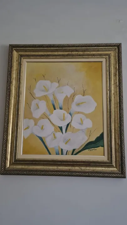 Quadro pintura em tela copo-de-leite - usado