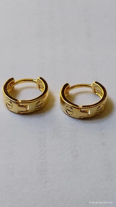 Par de Brinco Liso e Folheado a ouro 18k - Foto 4
