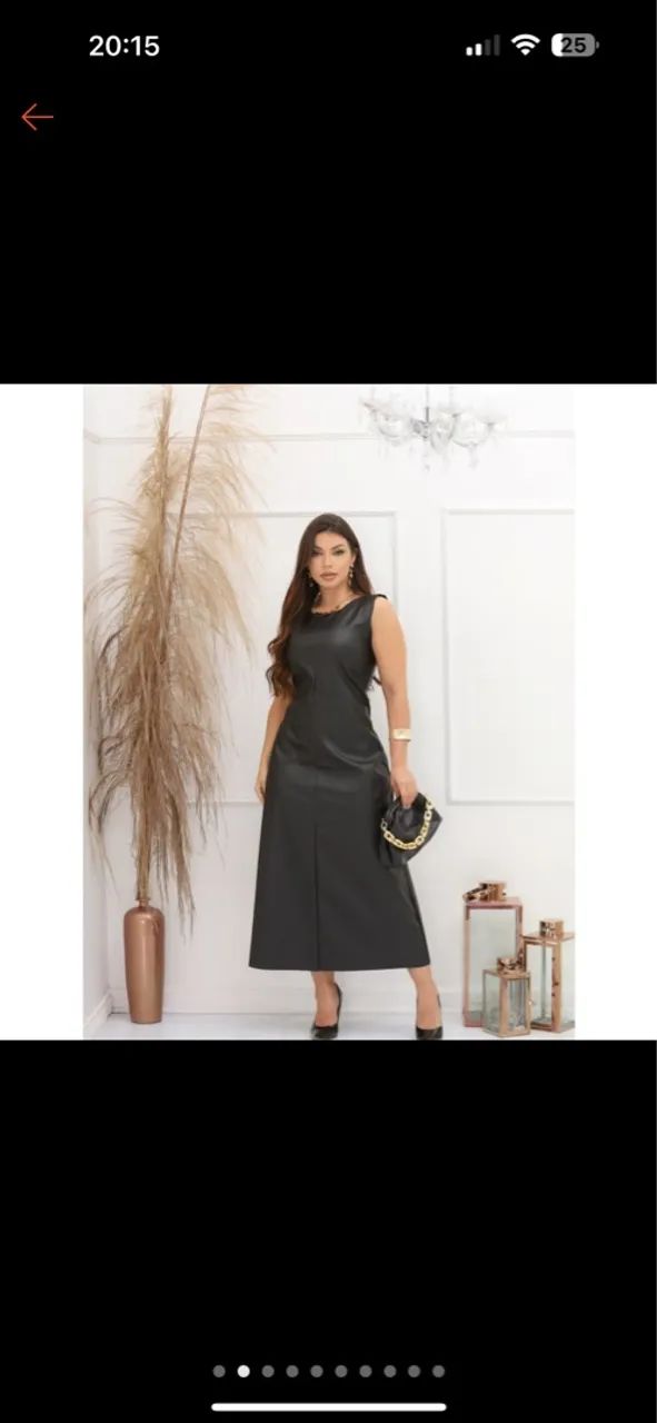 Vestido couro sintético g midi