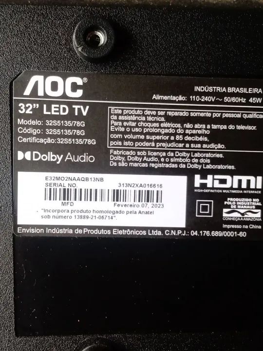 Vendo tv com defeito 32 polegadas 