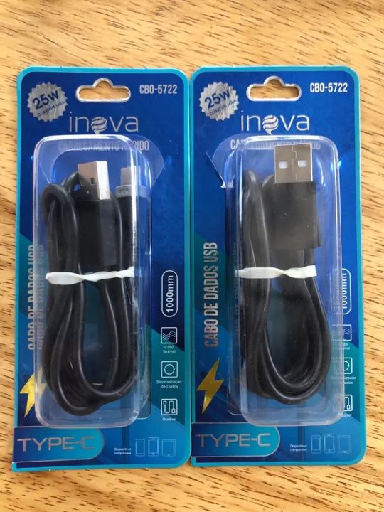 Cabo USB V8 e Tipo C 1 Metro - 25W - Inova - Foto 4