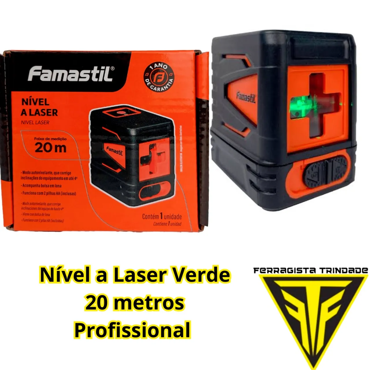 Nível a Laser Verde 20 Metros Famastil Profissional