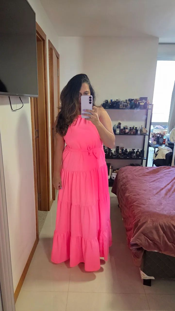 VESTIDO LONGO ROSA NEON - Foto 3
