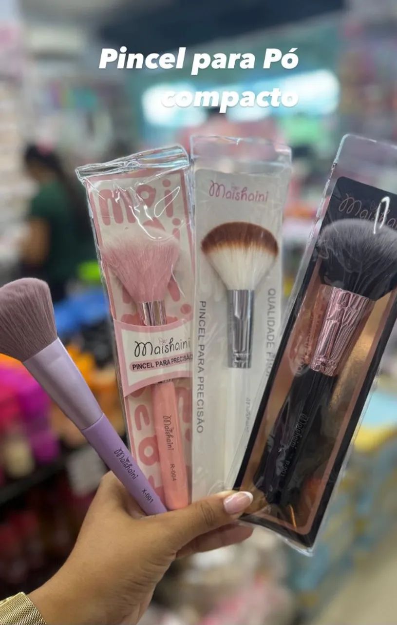 Pincel para base, pó compacto e blush - Foto 3