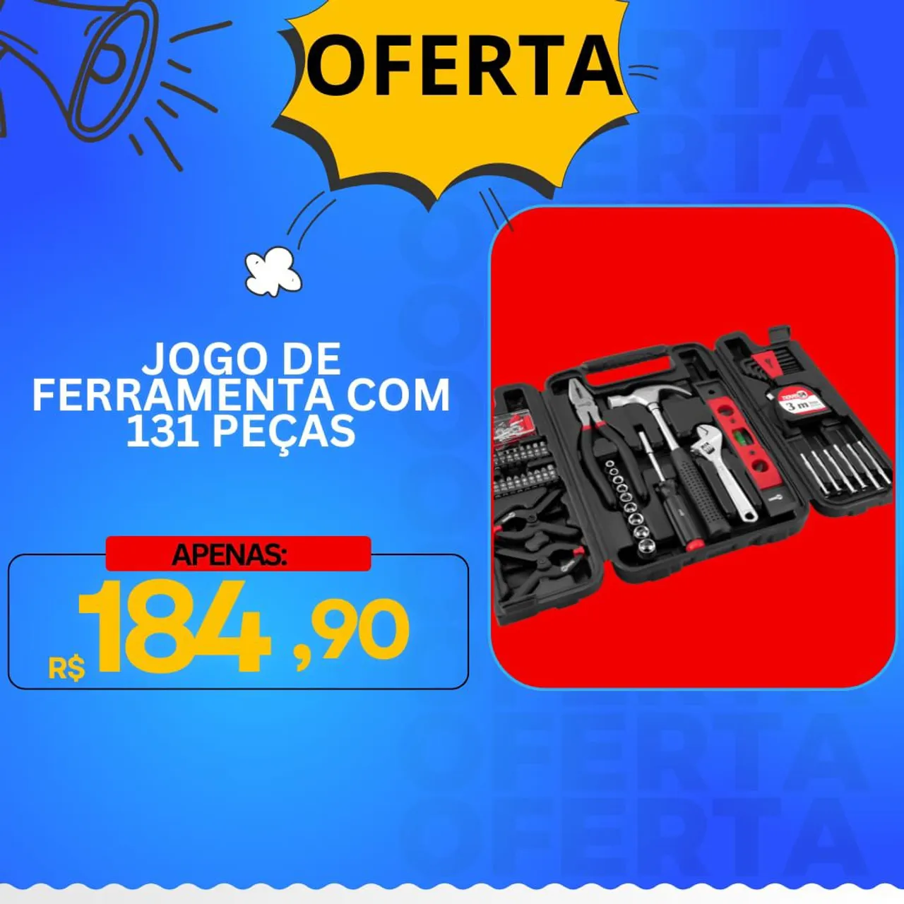 Jogo de Ferramentas com 131 Peças - Oferta!